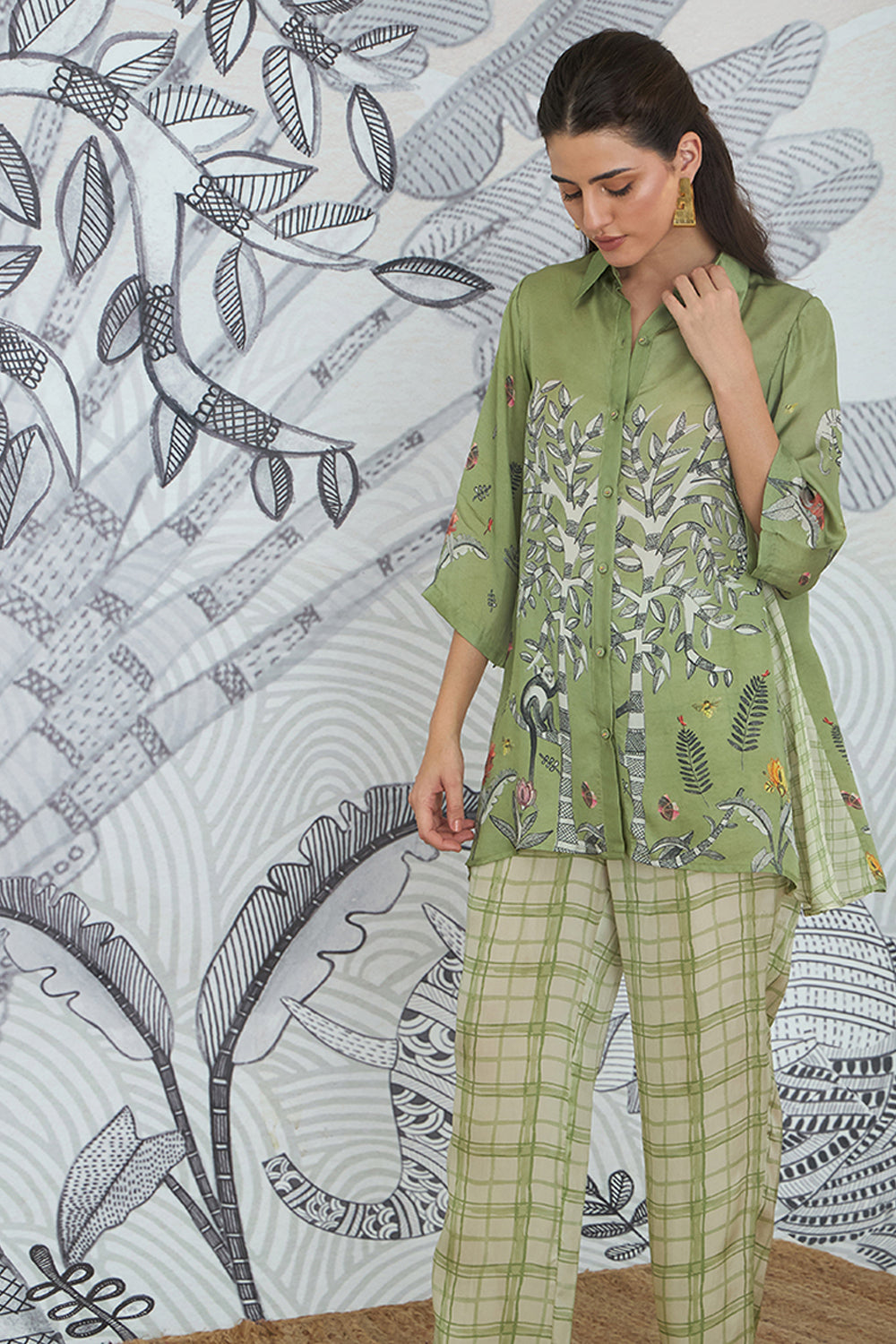 Asymmetrical Shirt With Pant