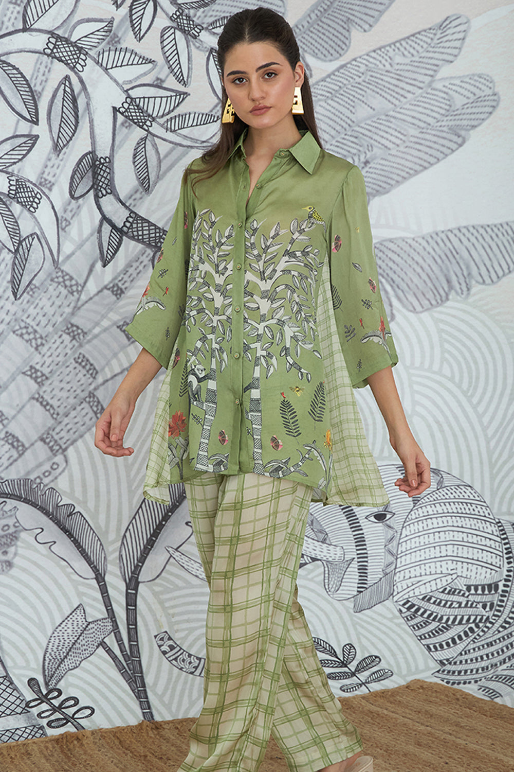 Asymmetrical Shirt With Pant