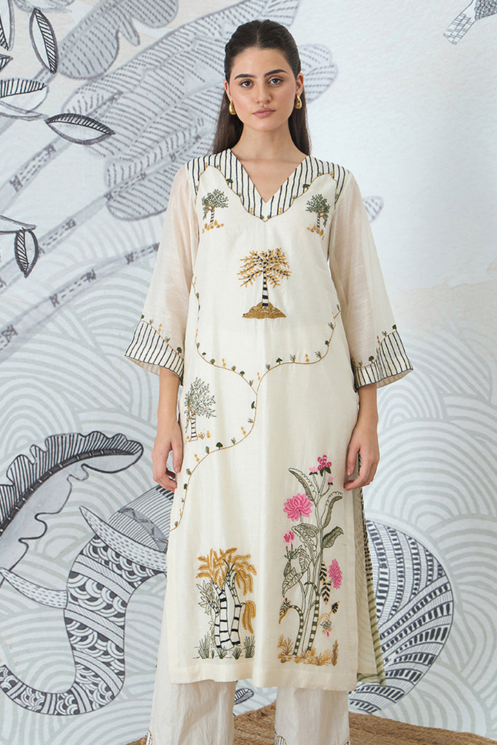 Mountain Embroidery Kurta With Pants