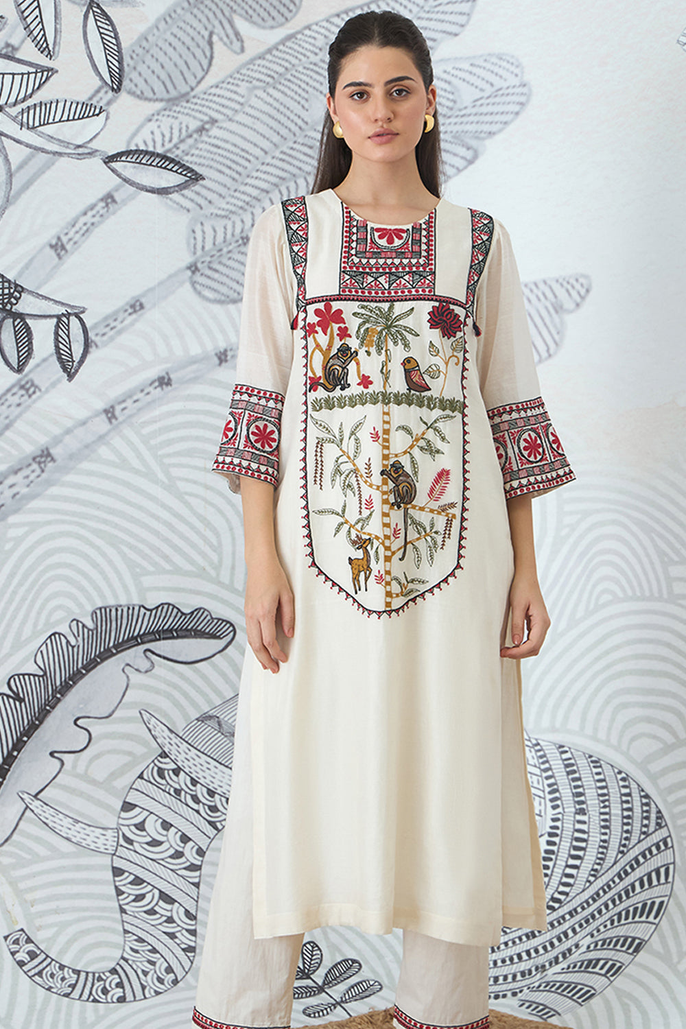 Ivory Embroidery Kurta Set