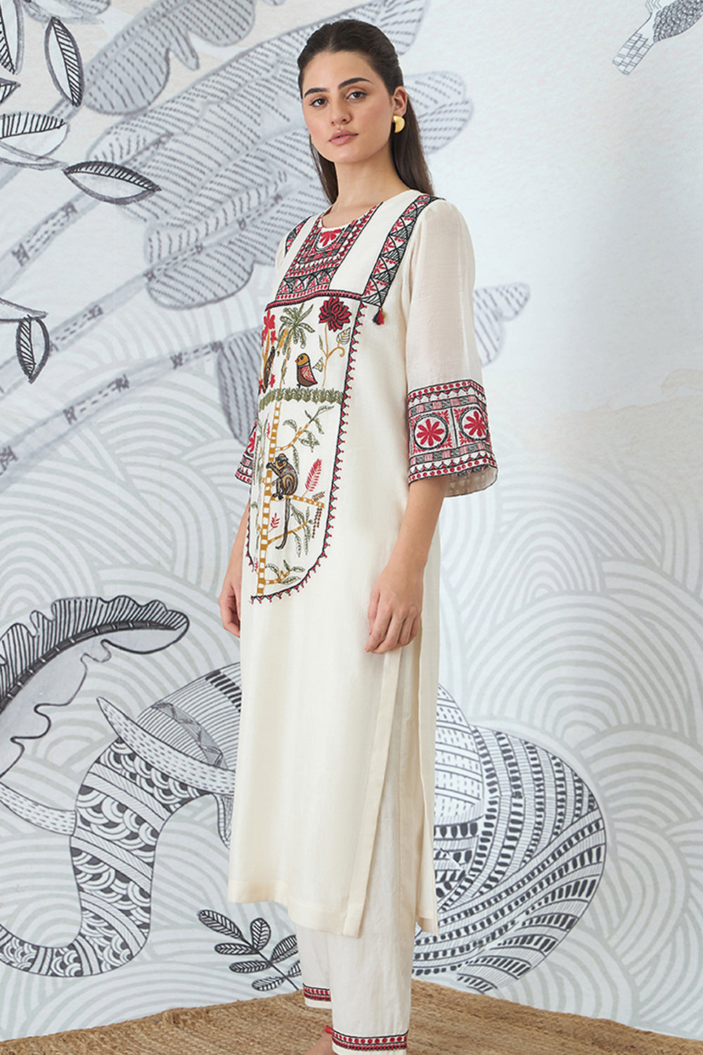 Ivory Embroidery Kurta Set
