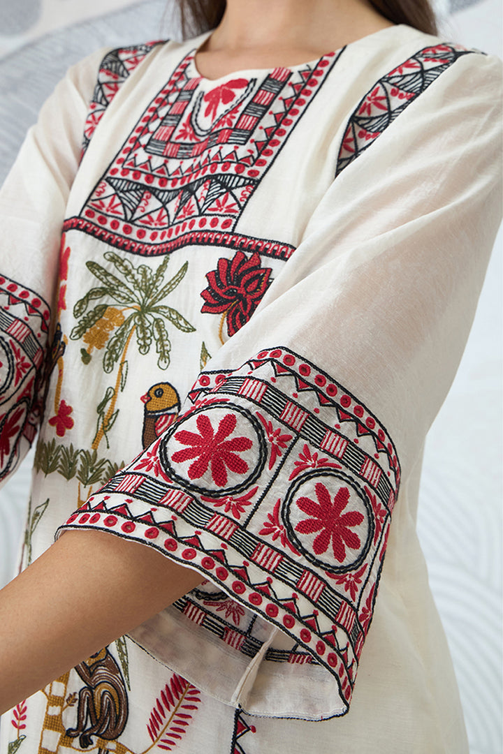 Ivory Embroidery Kurta Set
