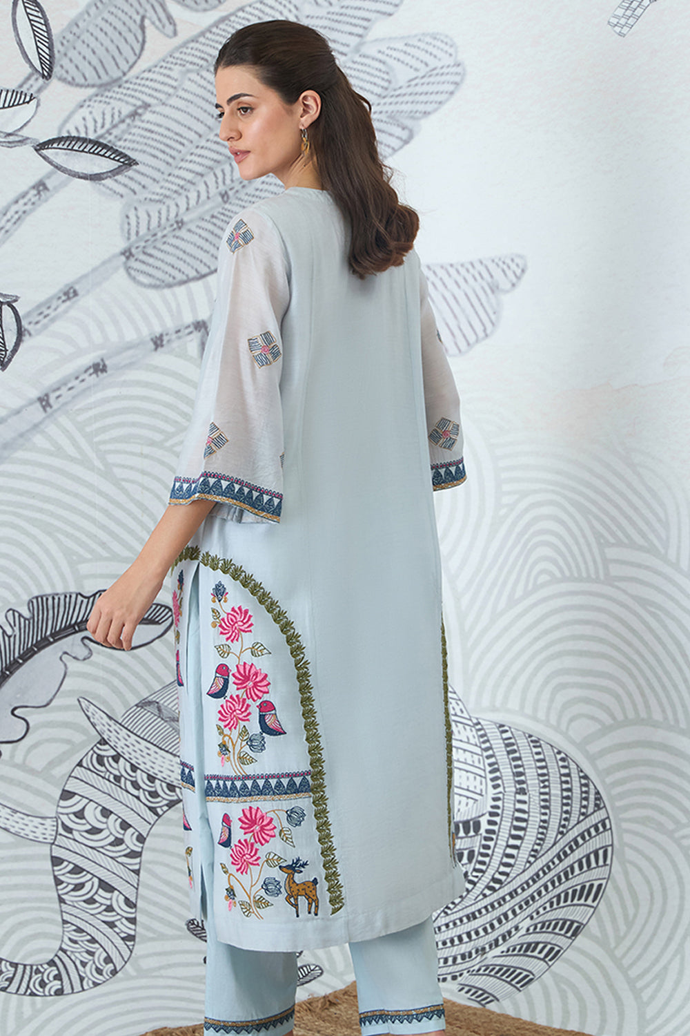Powder Blue Embroidery Kurta Set