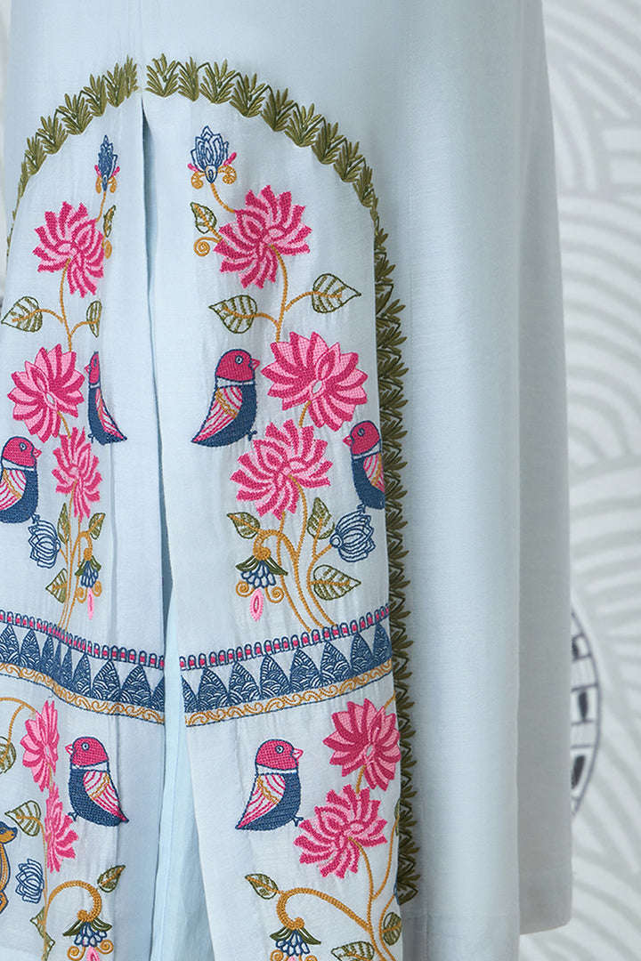 Powder Blue Embroidery Kurta Set