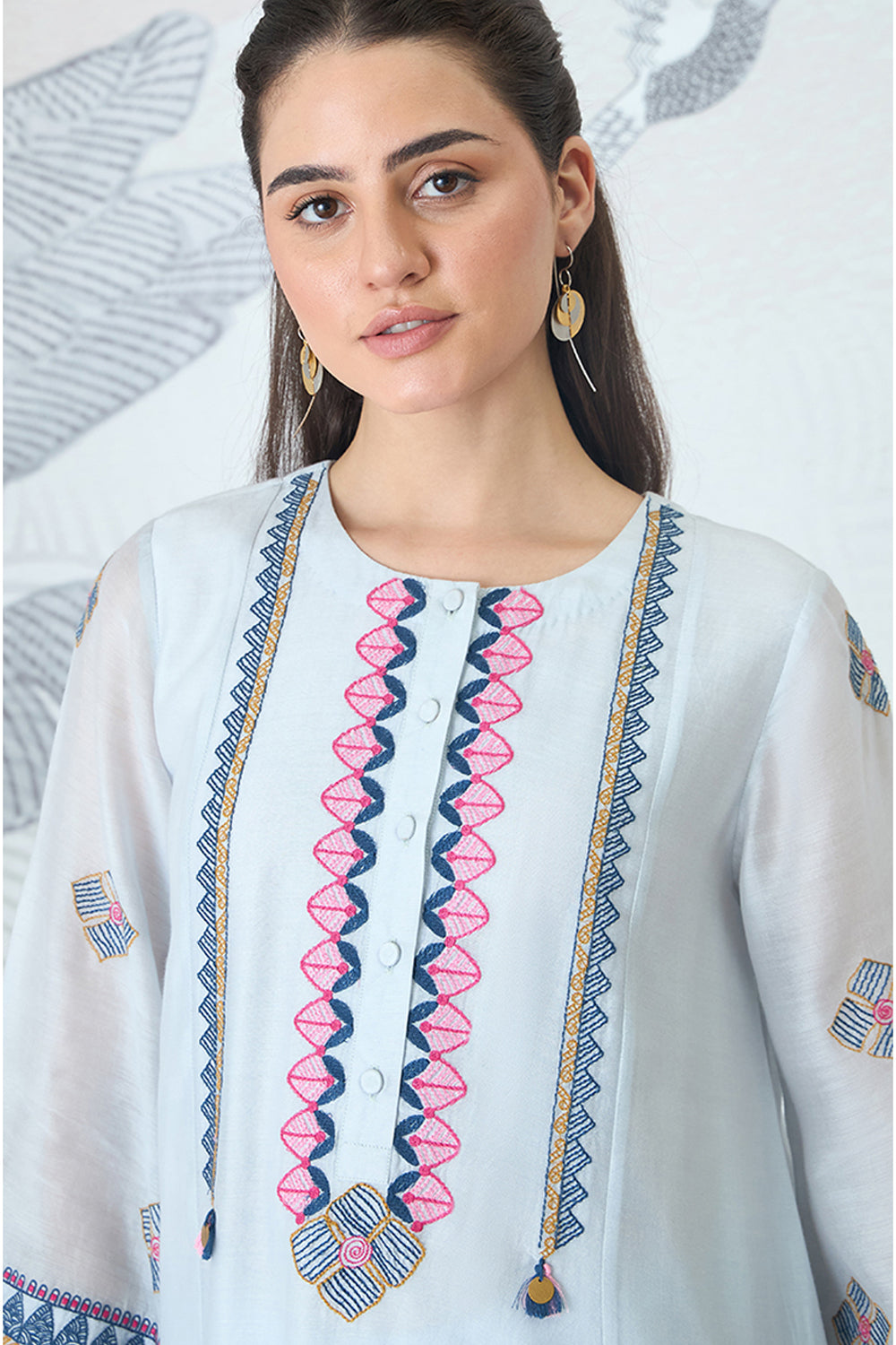 Powder Blue Embroidery Kurta Set
