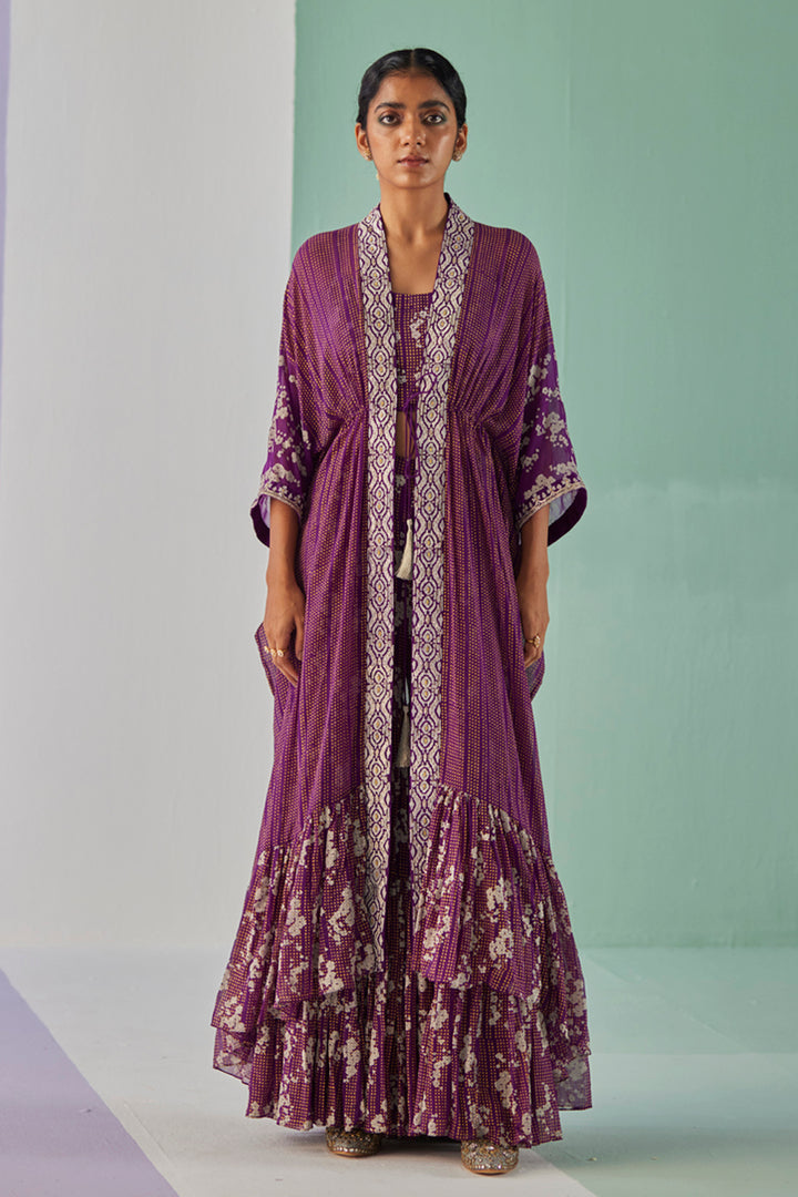 Purple Tiered Kaftan Set