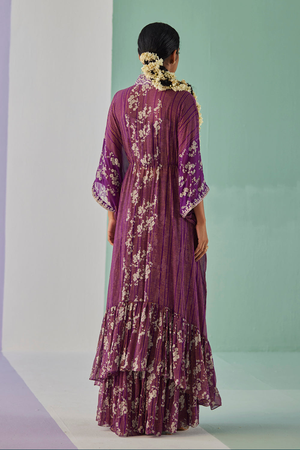 Purple Tiered Kaftan Set