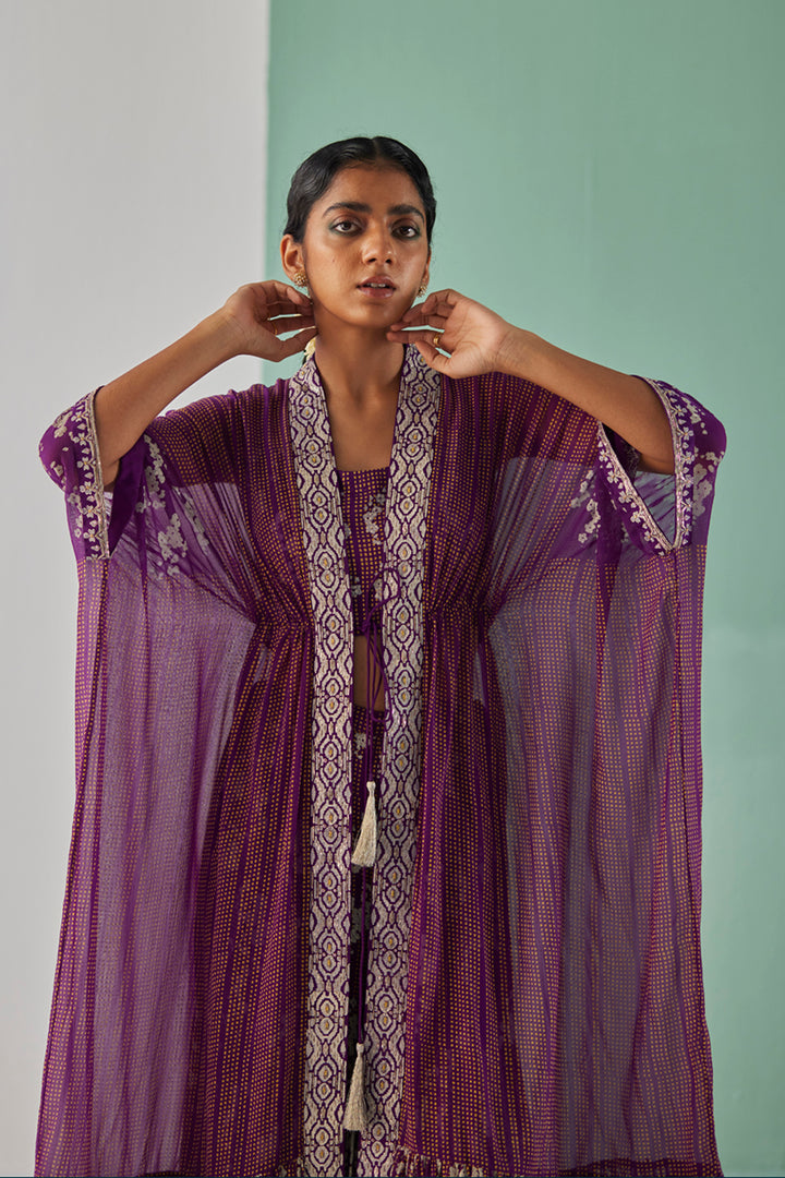 Purple Tiered Kaftan Set