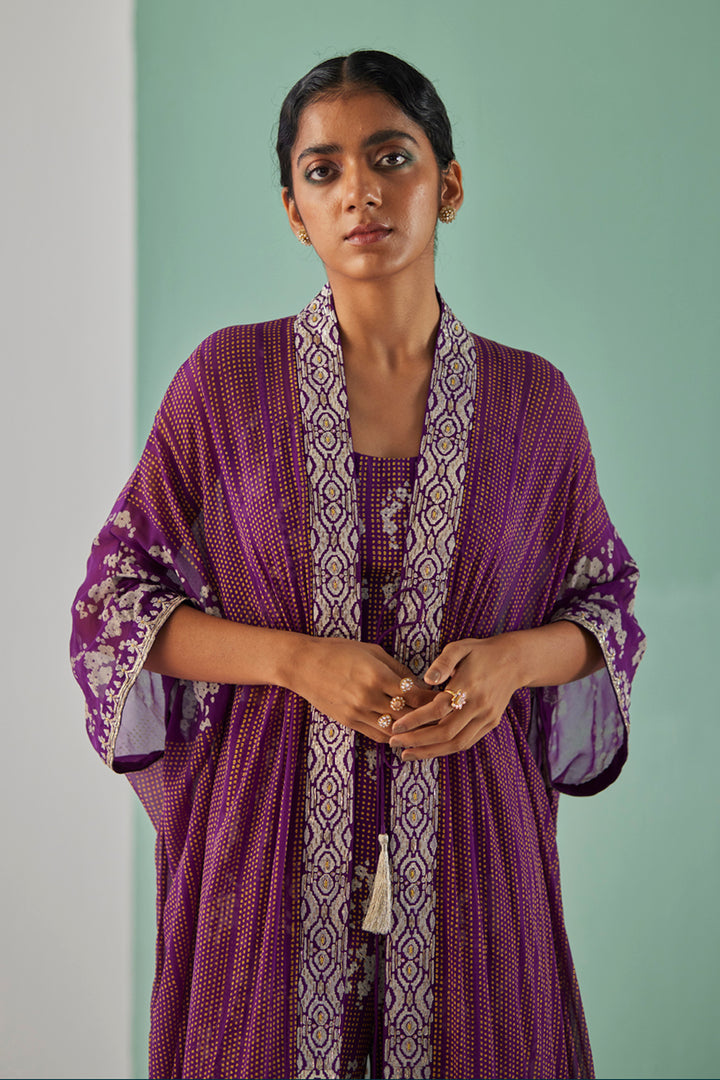 Purple Tiered Kaftan Set