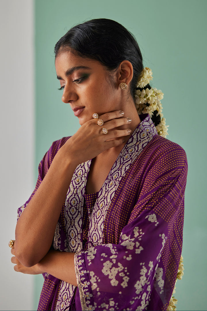 Purple Tiered Kaftan Set