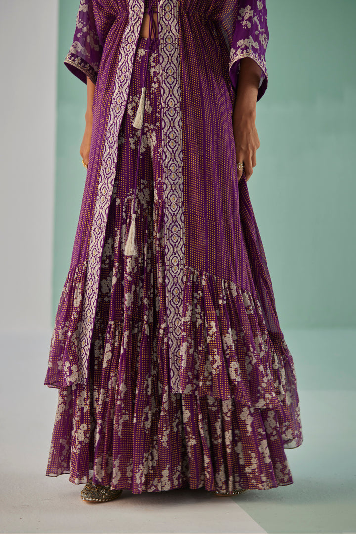 Purple Tiered Kaftan Set