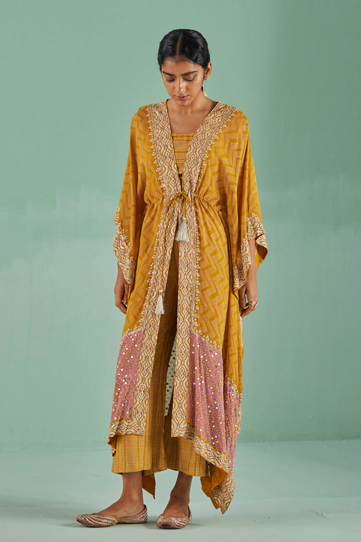 Ochre Zig-Zag Kaftan Set