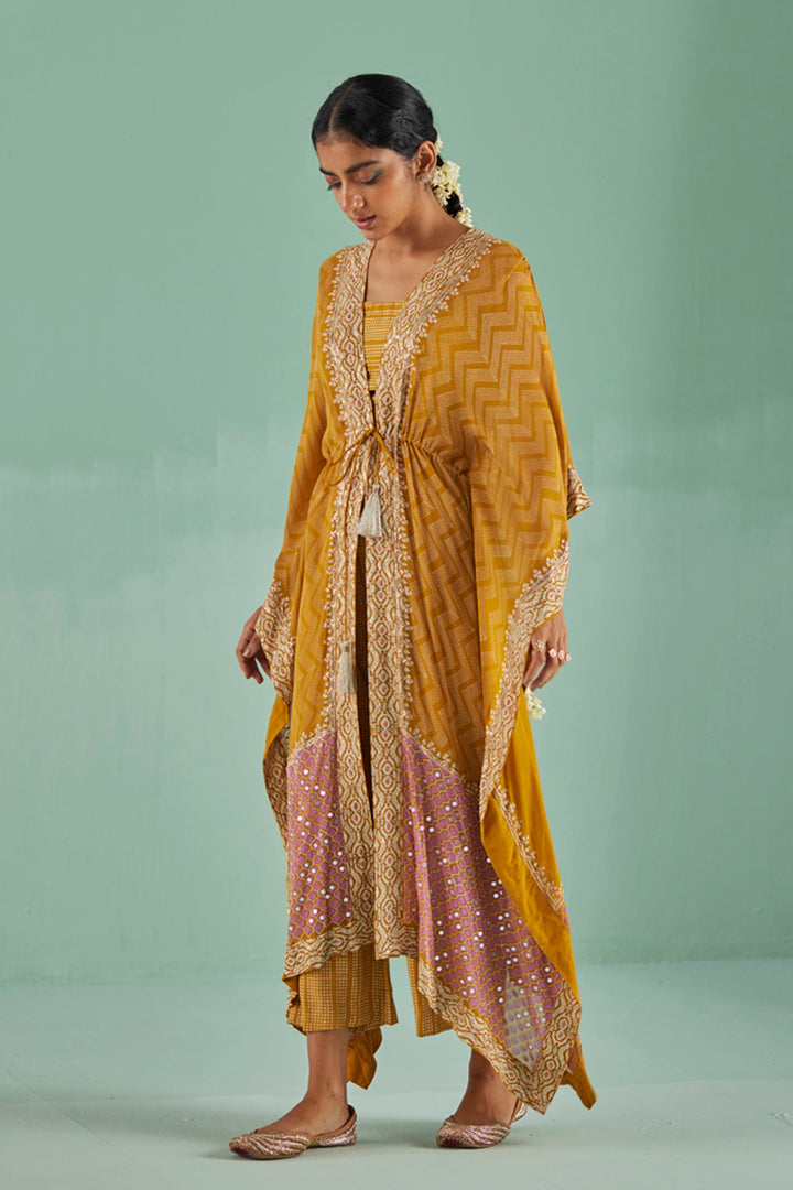 Ochre Zig-Zag Kaftan Set