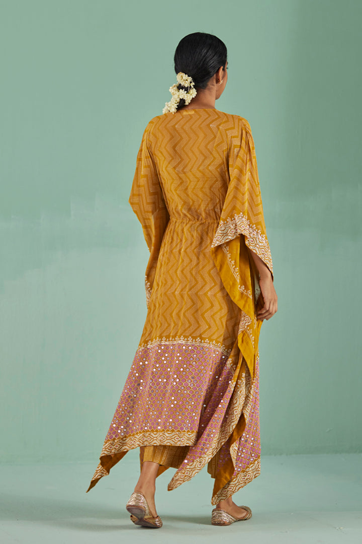 Ochre Zig-Zag Kaftan Set