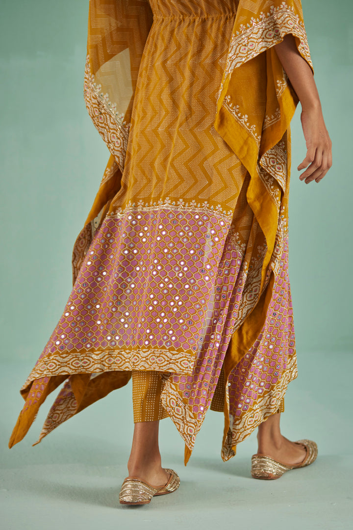 Ochre Zig-Zag Kaftan Set