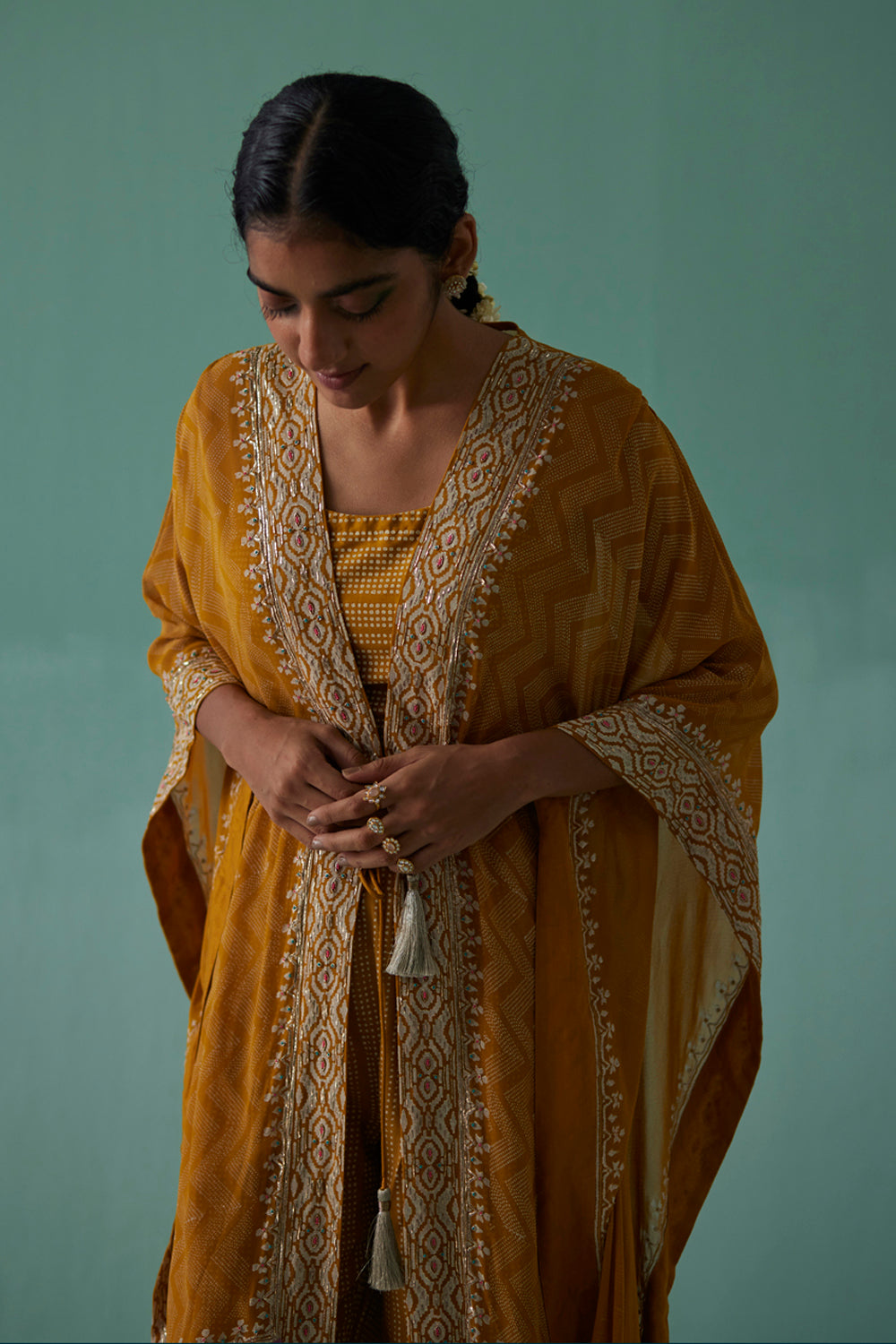 Ochre Zig-Zag Kaftan Set