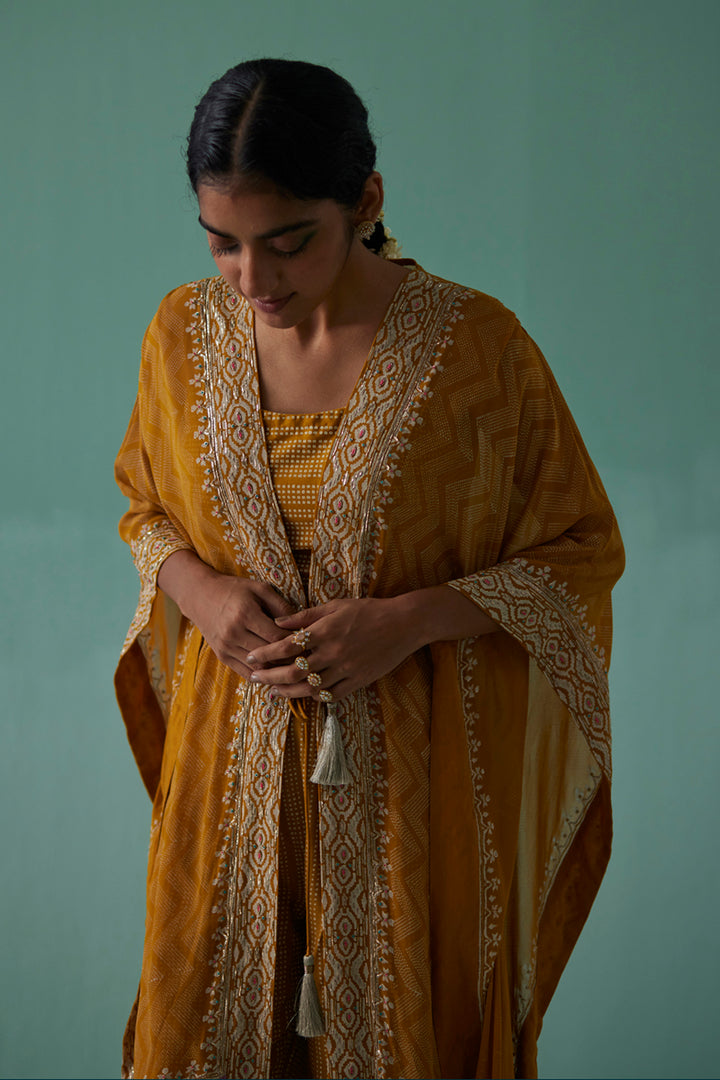 Ochre Zig-Zag Kaftan Set