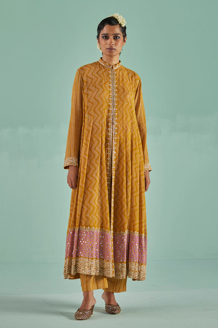 Ochre Anarkali Set
