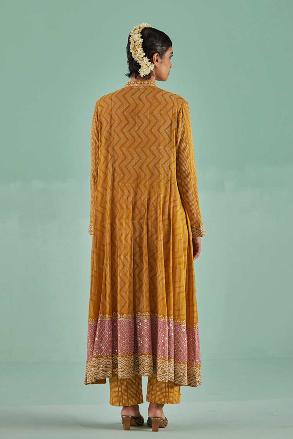 Ochre Anarkali Set