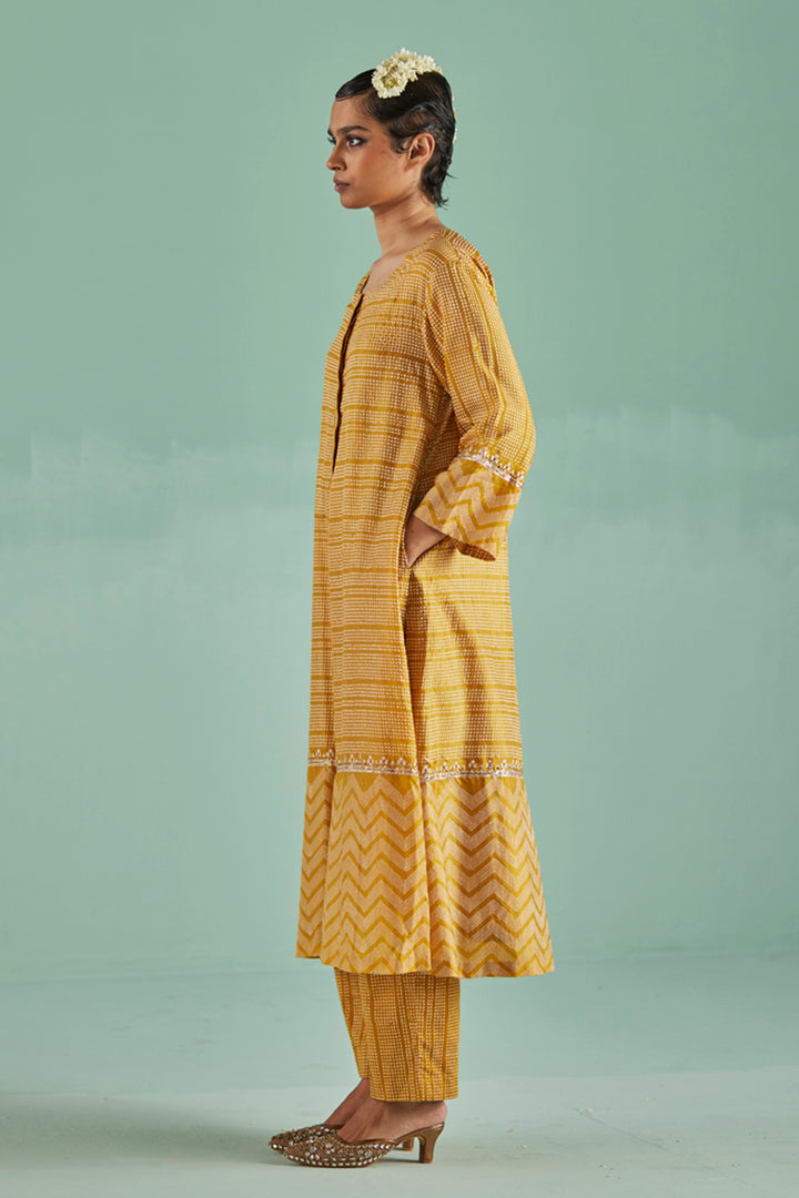 Ochre A-Line Kurta Set