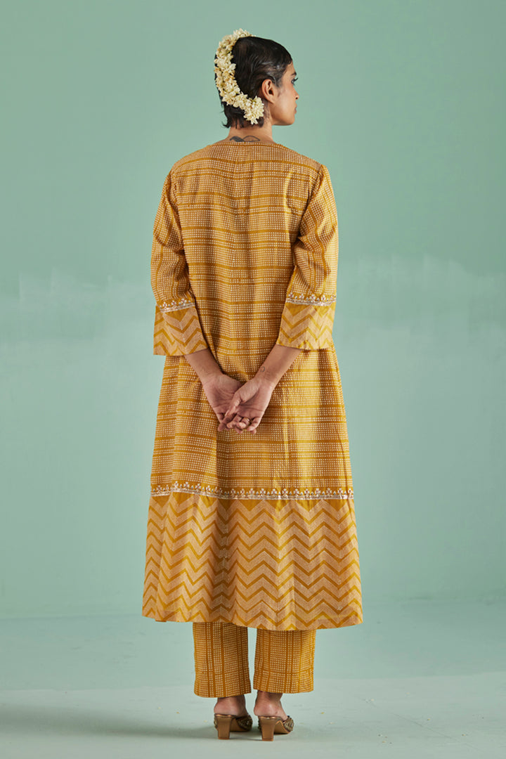 Ochre A-Line Kurta Set