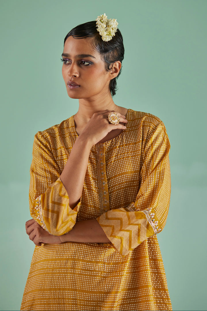 Ochre A-Line Kurta Set