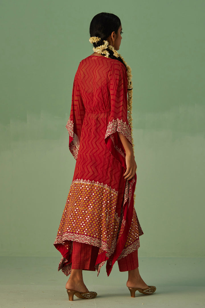 Red Zig-Zag Kaftan Set