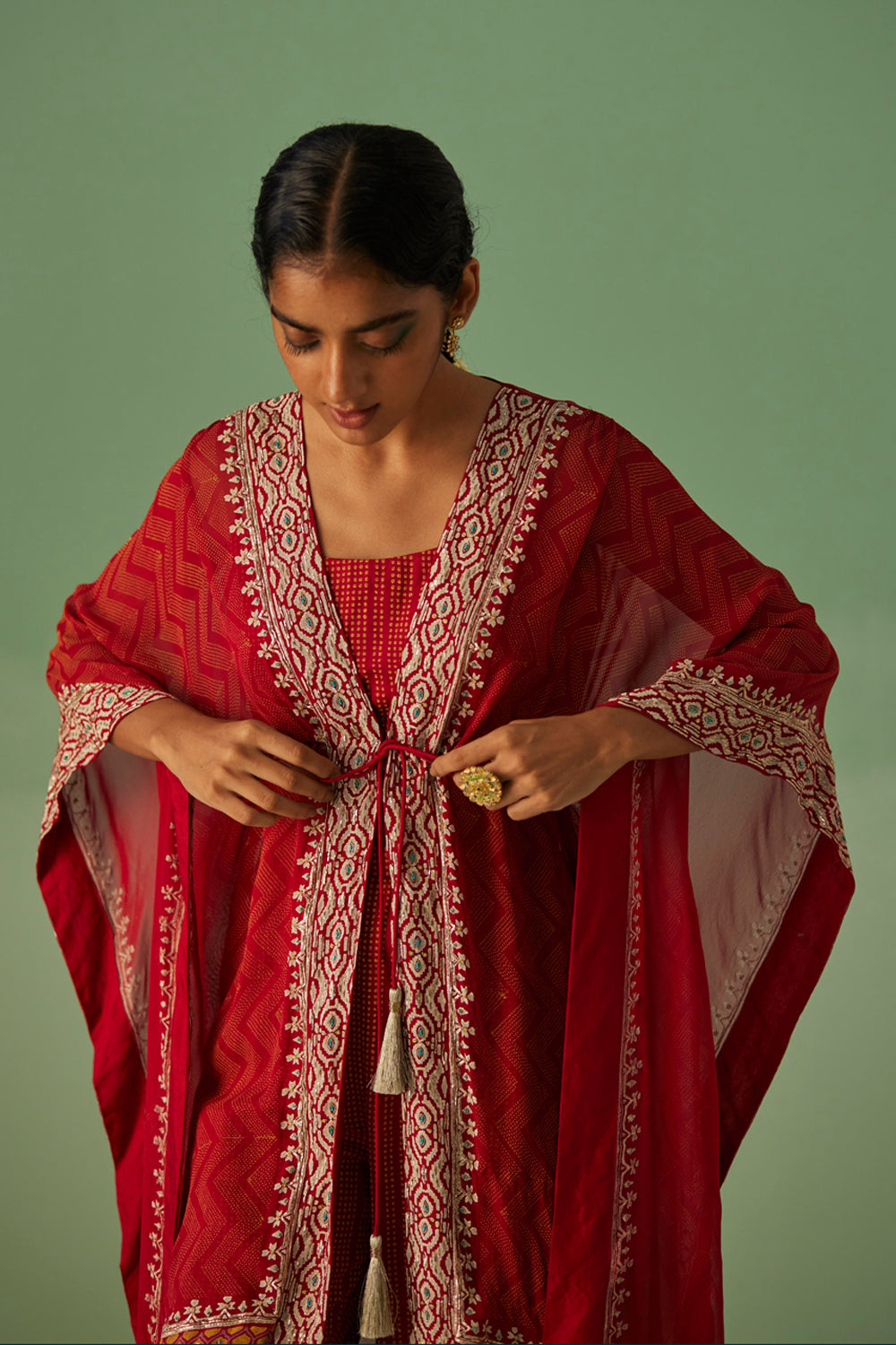 Red Zig-Zag Kaftan Set