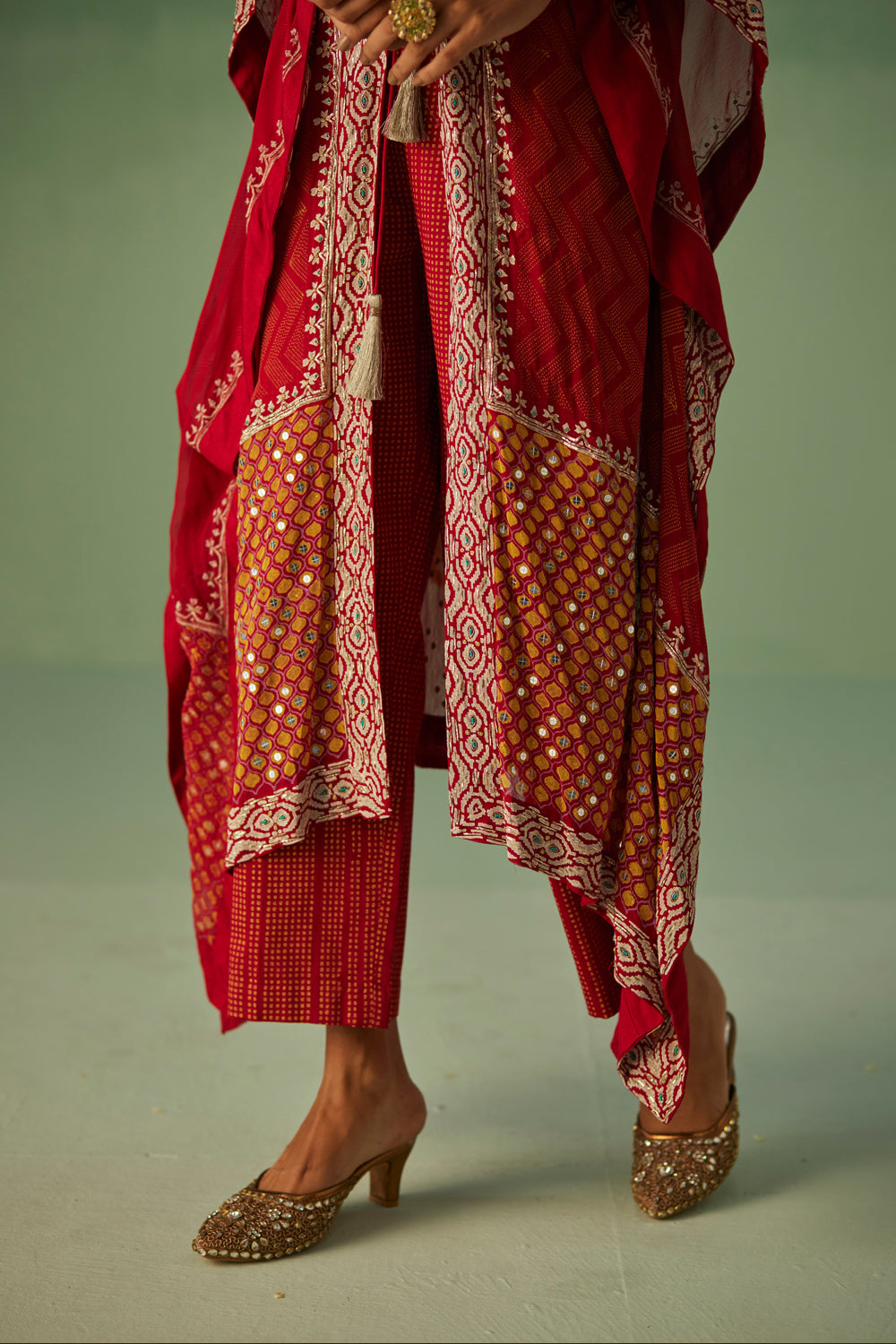 Red Zig-Zag Kaftan Set