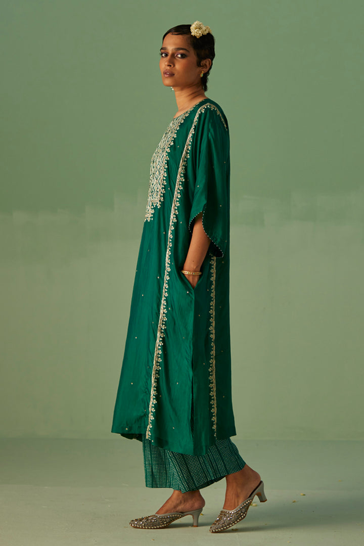 Emerald Green Yoke Kaftan Set