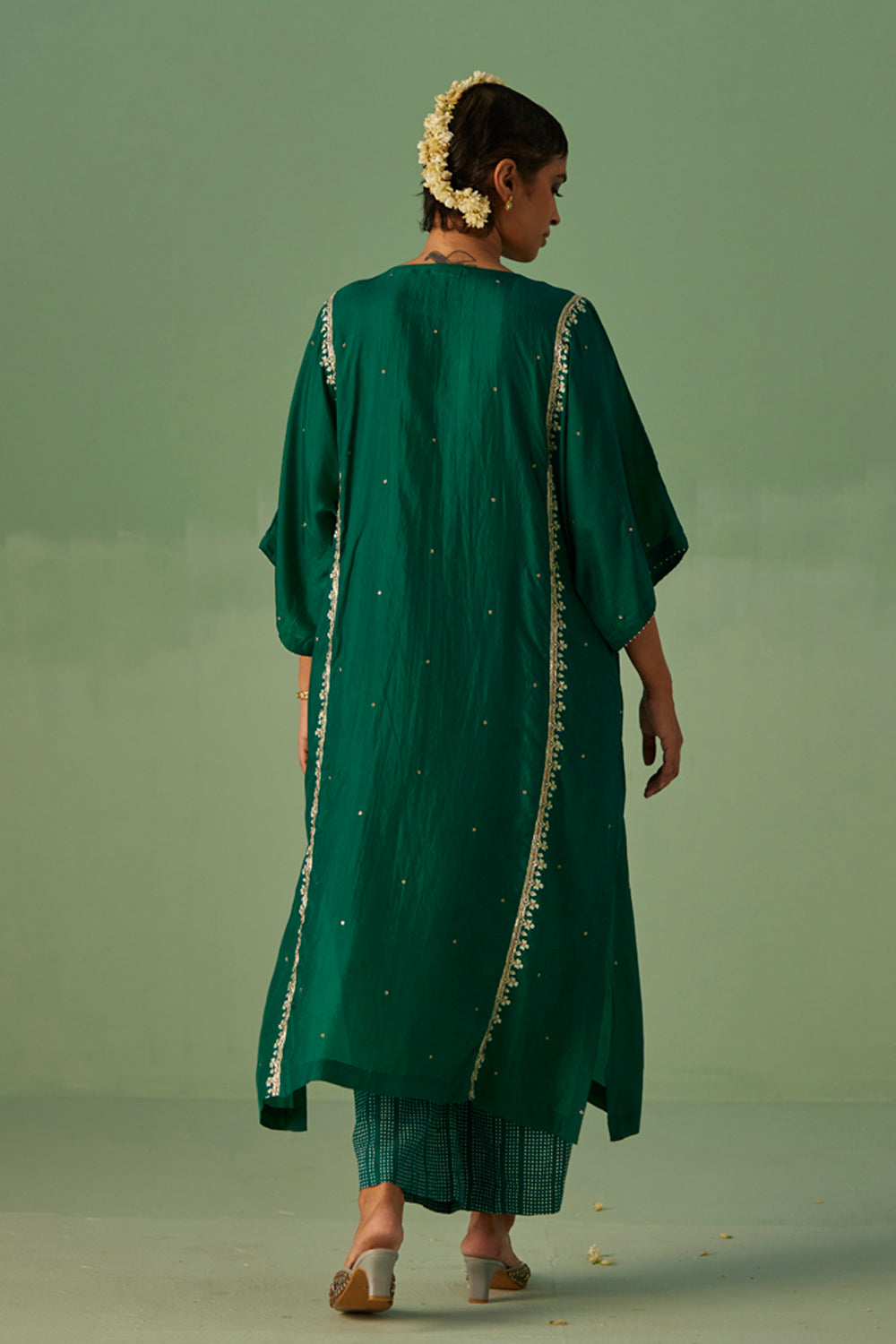 Emerald Green Yoke Kaftan Set