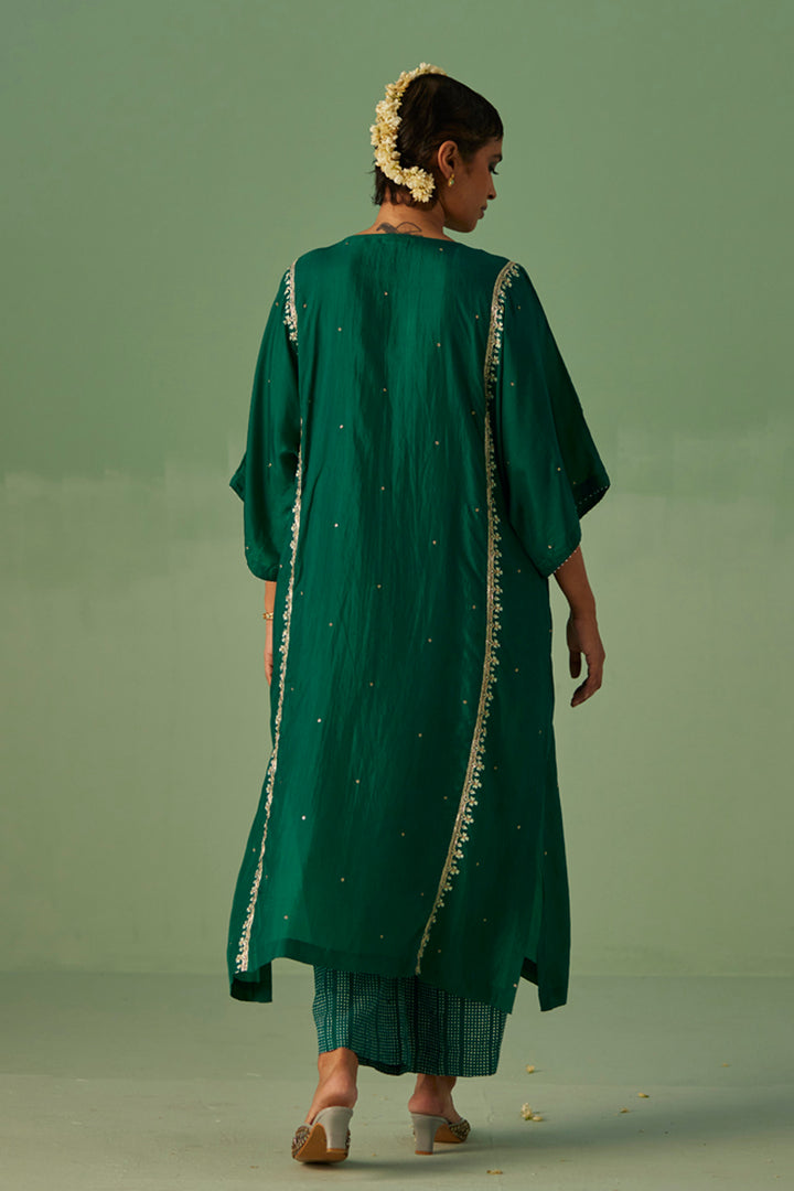 Emerald Green Yoke Kaftan Set