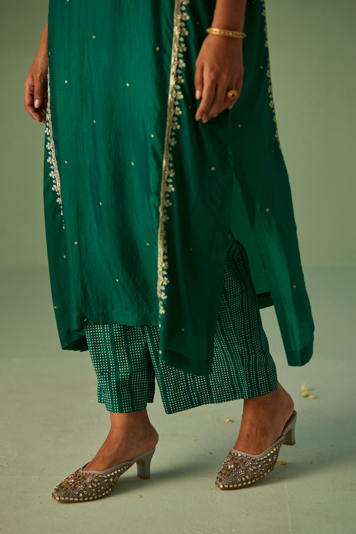 Emerald Green Yoke Kaftan Set