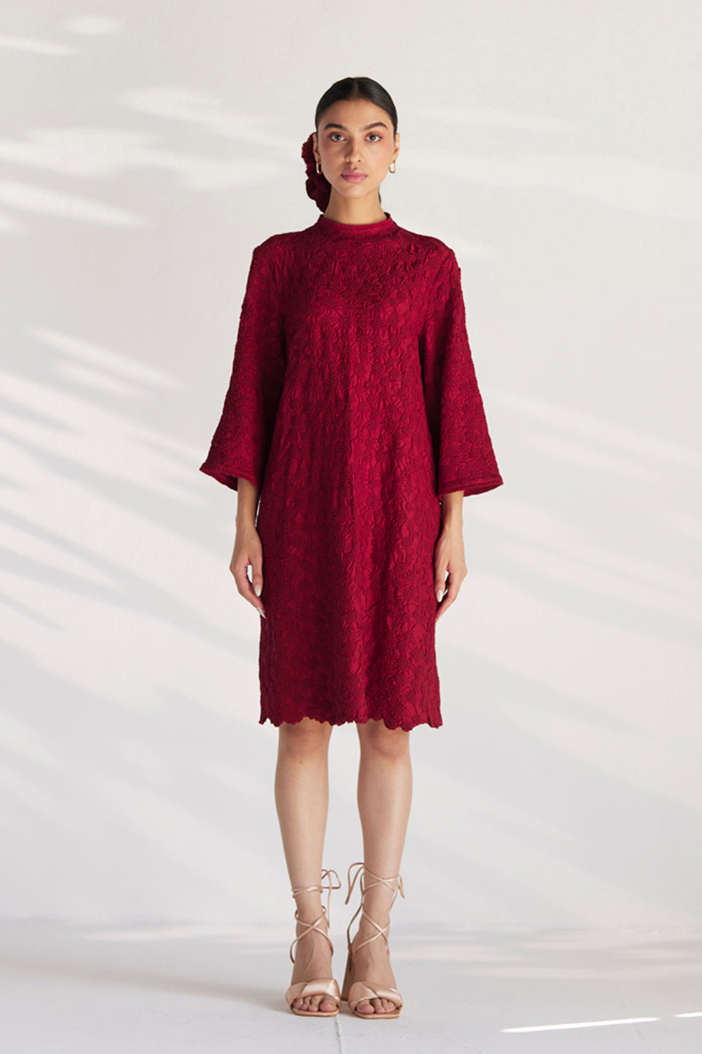 Red Picturesque Smock Dress