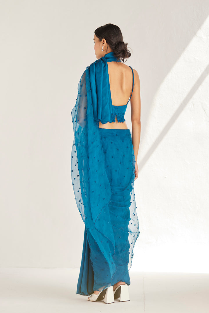 Blue Heather Saree Set