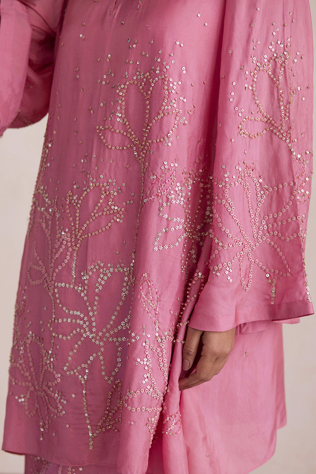 Rose Silk Tunic Set