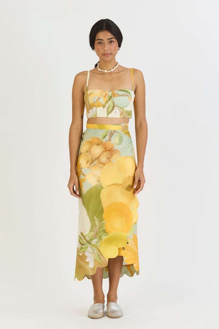 Lemonade Bralette & Scallop Skirt Set