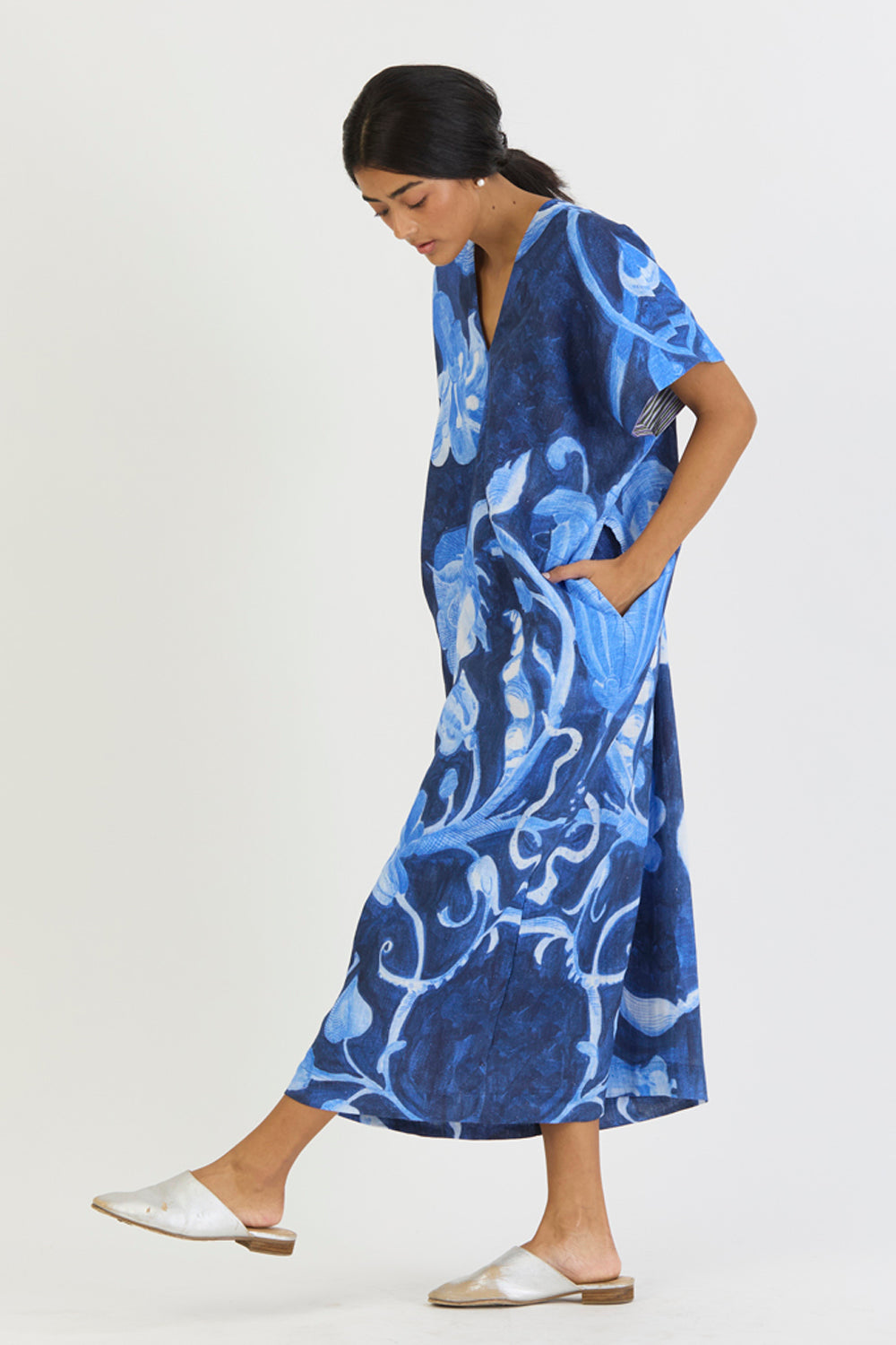 Bilberry Linen Kaftan Dress