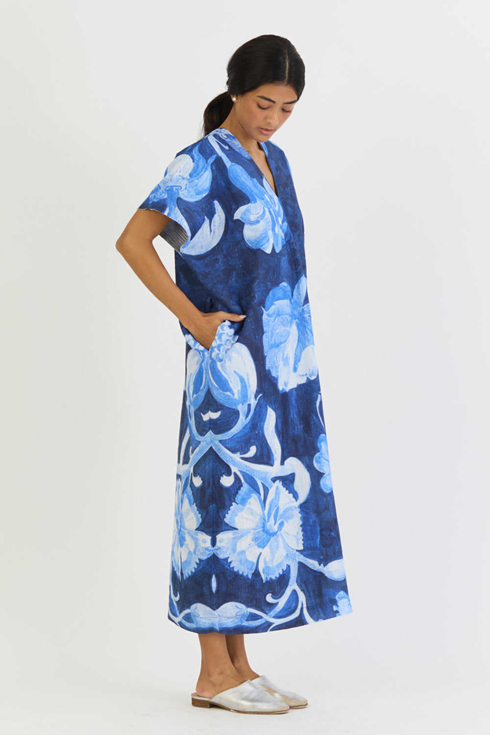 Bilberry Linen Kaftan Dress