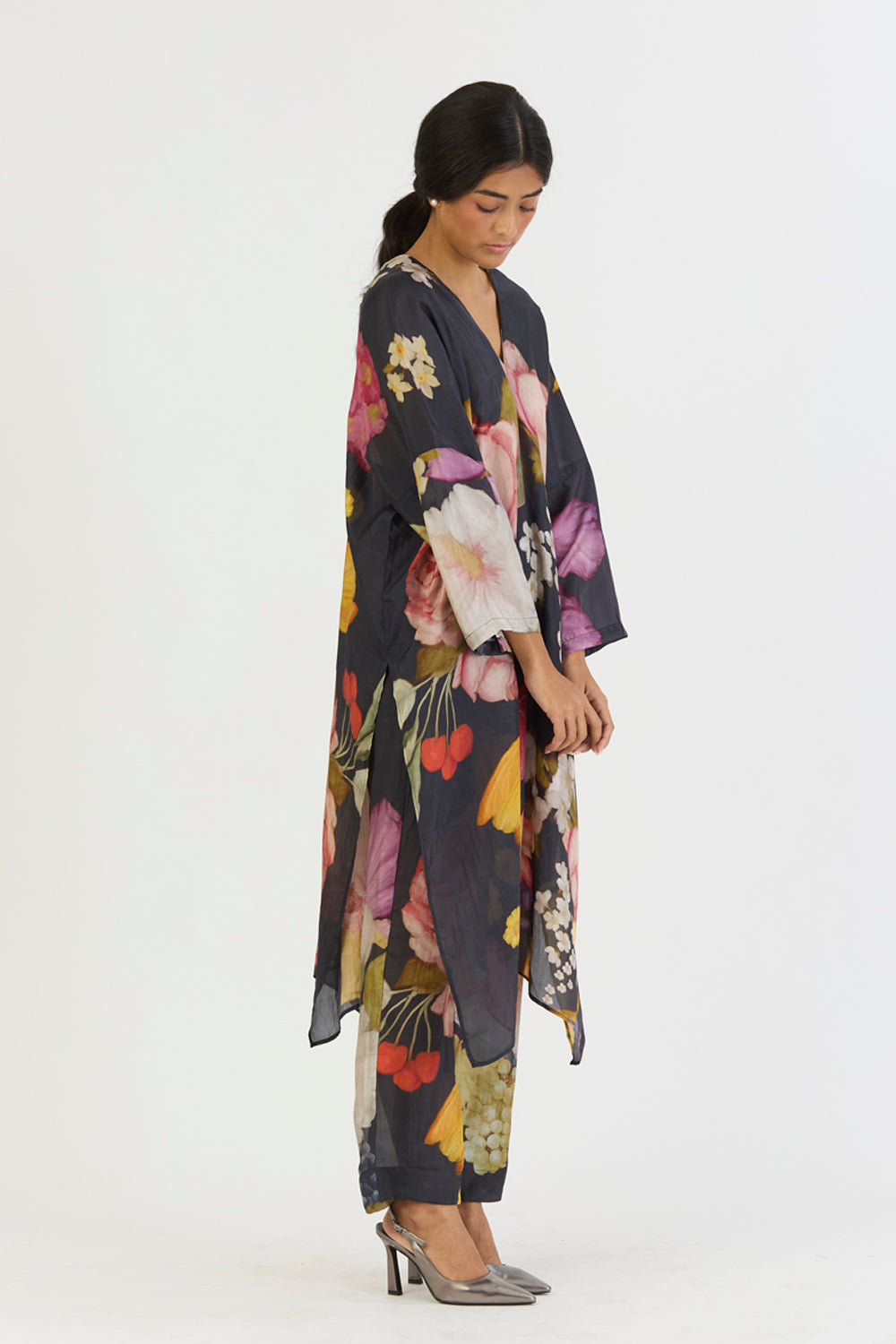 Glory Black Silk Kaftan Set