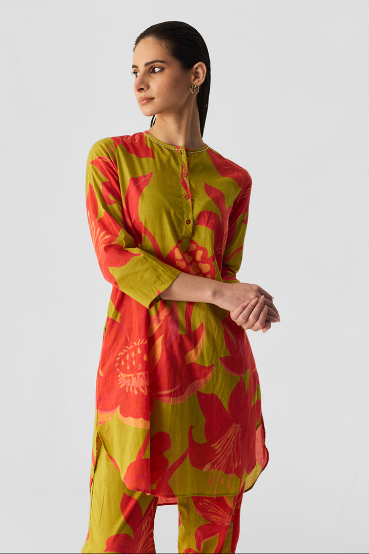 Lian Lime Cotton Kurta Set