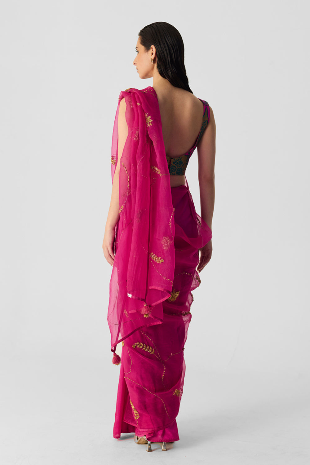 Pink Embroidered Saree