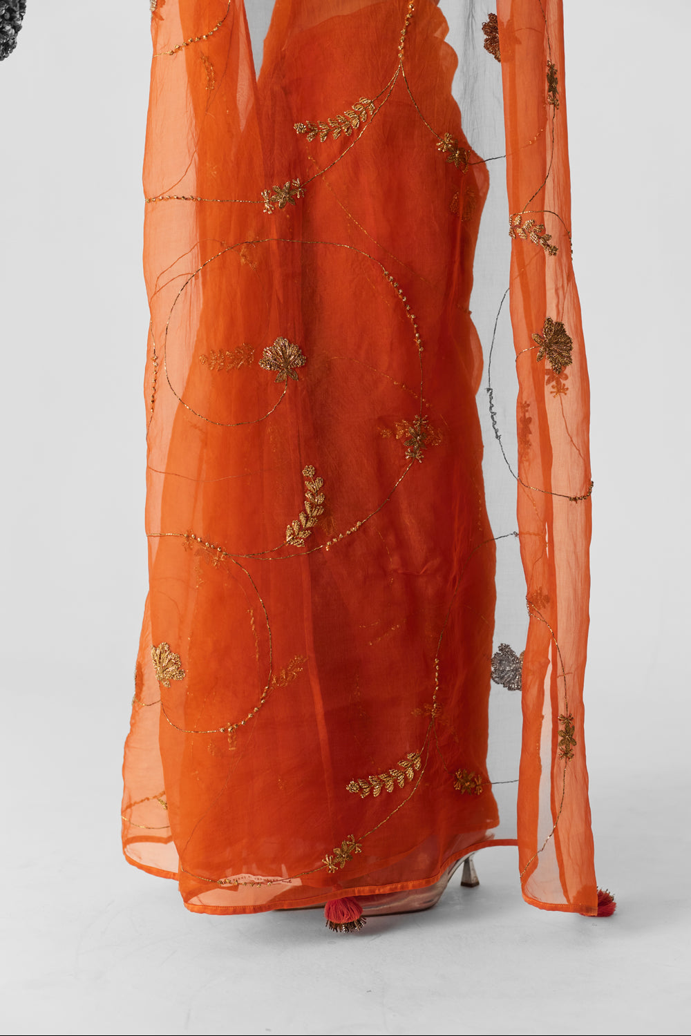 Orange Embroidered Saree