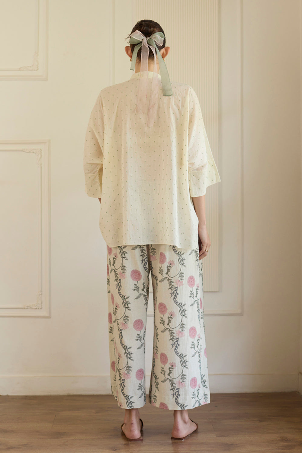 White & Purple Shirt With Pants Set