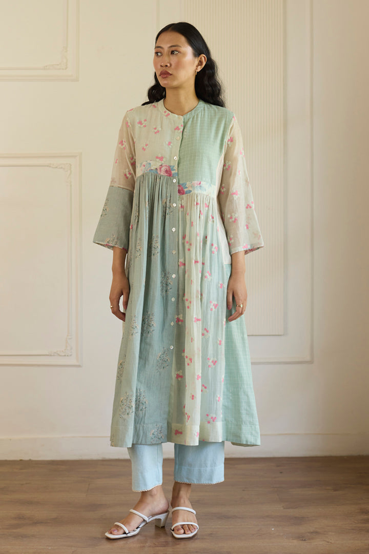 Pink & Blue Tunic Dress With Pants