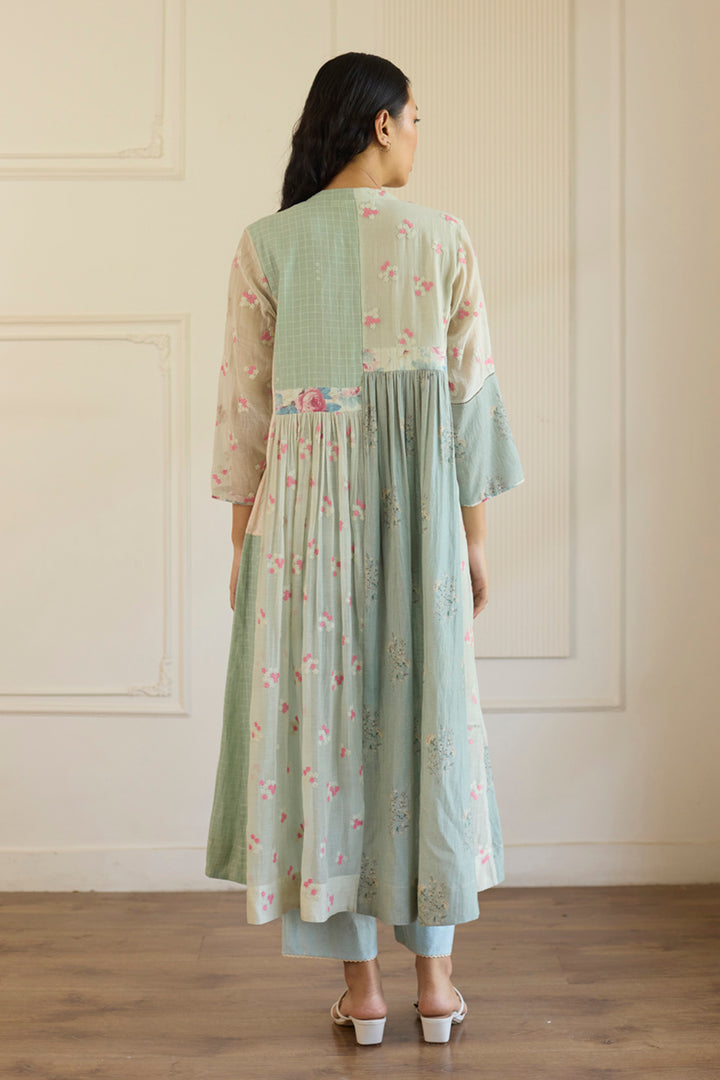 Pink & Blue Tunic Dress With Pants