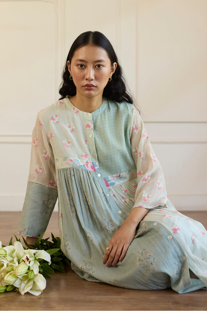 Pink & Blue Tunic Dress With Pants