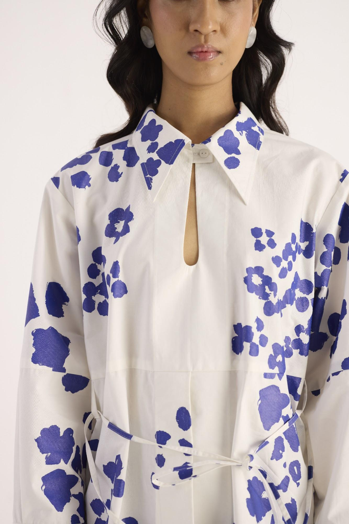 Ocean Ink Shirt – Ivory & Electric Blue