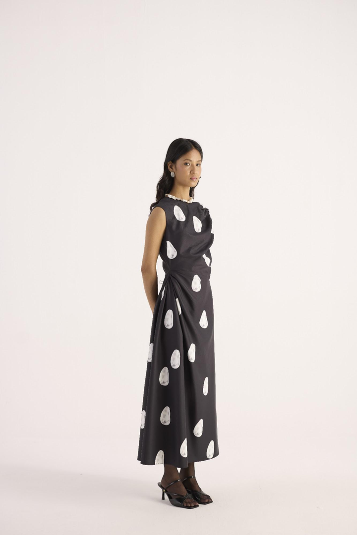 Midnight Pearl Dress – Charcoal Black