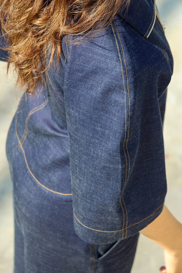 Denim Zip Top
